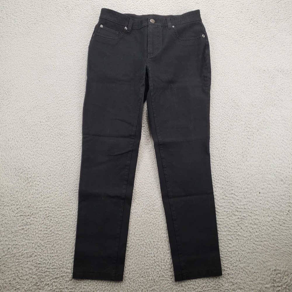 Chicos Jeans Womens 00 US XS/2 Black Denim Straight‎ Low Rise Flat Front Casual